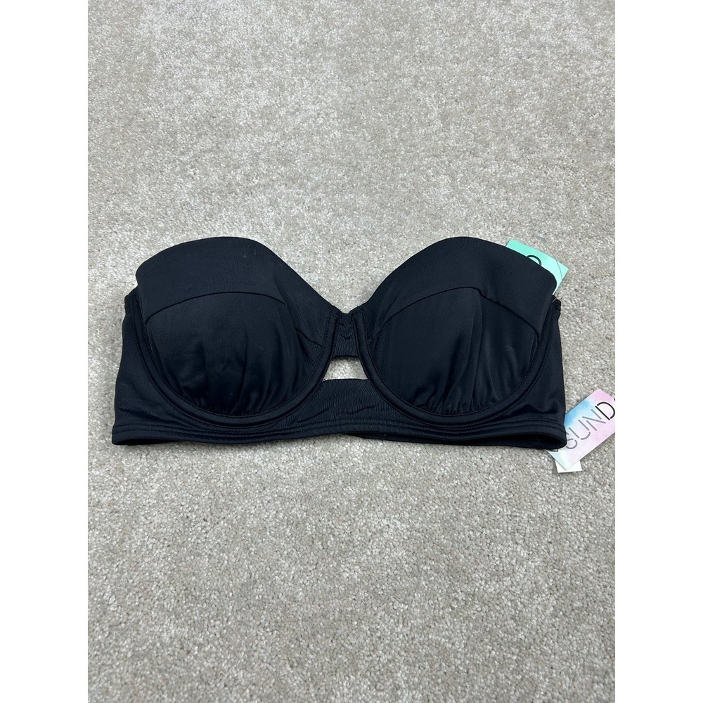 SUNDAZED Swimwear Women's Black 32C Bandeau Underwire Padded Top